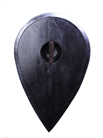 Trollfelsen LARP-Tropfenschild Holzoptik "Crios" hinten